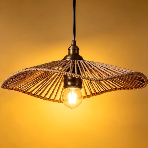Woven Natural Fiber Pendant Light