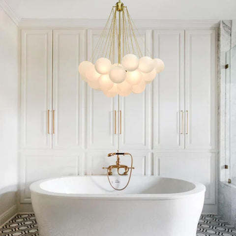 Frosted Glass Bubble Chandelier with Metal Frame