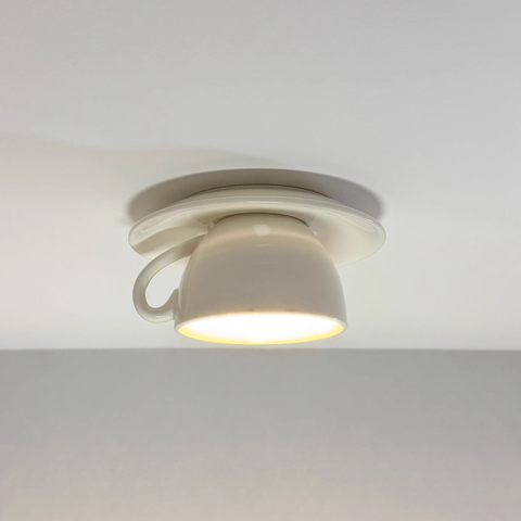 Ceramic Cup Flush Mount Ceiling Light for Bedrooms and Living Rooms