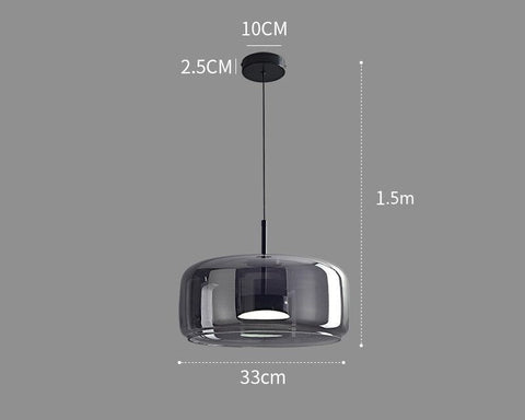 Vintage Tinted Glass LED Pendant Light for Dining Rooms and Kitchens