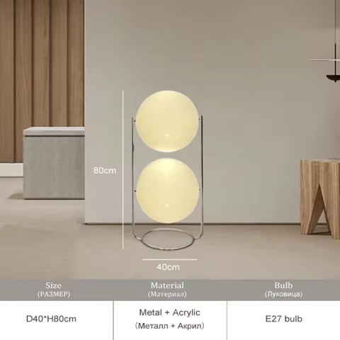 Floor Lamp with Globe Shade and Open Metal Frame