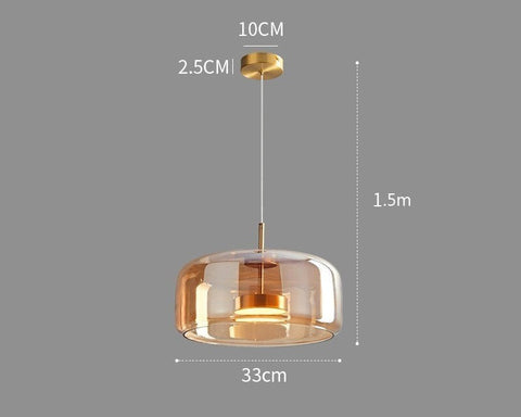 Vintage Tinted Glass LED Pendant Light for Dining Rooms and Kitchens
