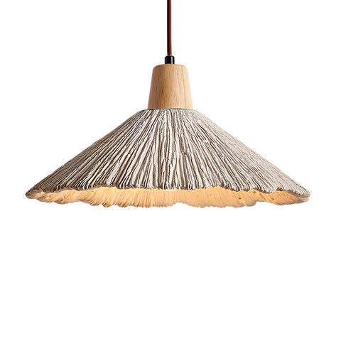 Pendant Light with Cement Shade and Wabi-Sabi Texture