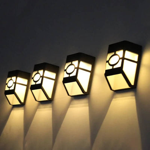 Solar LED Outdoor Wall Lights with Automatic Dusk Lighting, Set of Two