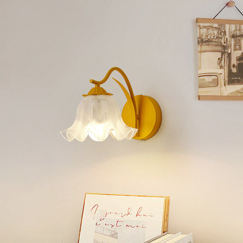 Wall Light with Flower Form and Fluted Acrylic Shade