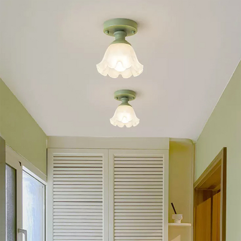 Glass Pumpkin Ceiling Light with Scalloped Shade
