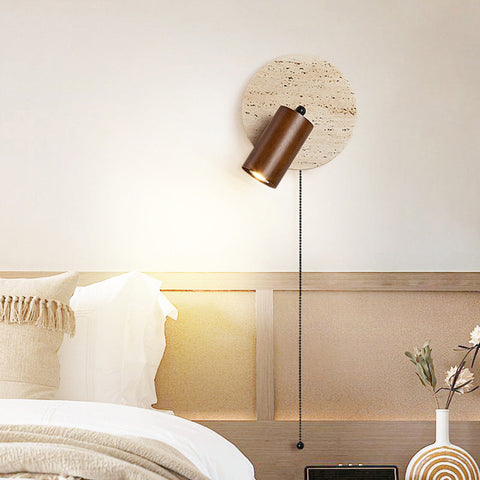 Wall Light with Rotatable Travertine Disc