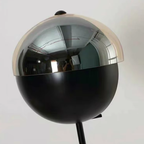 Floor Lamp with Glass Globe and Sculptural Metal Details