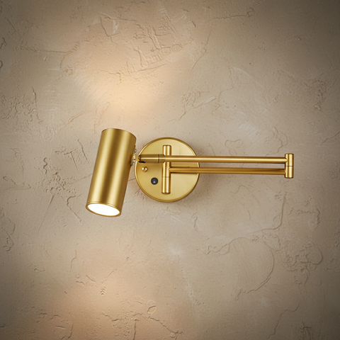 Wall Sconce with Adjustable Arm and Cylindrical Metal Shade