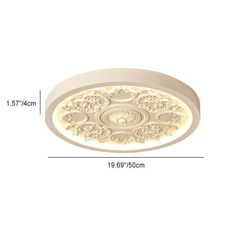Carved Floral LED Ceiling Light with Resin Relief Detail for Bedrooms