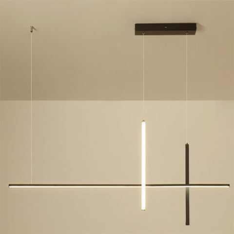 Linear LED Pendant Chandelier with Minimalist Crossed Design