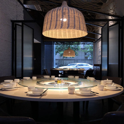 Tapered Rattan Basket Pendant Light