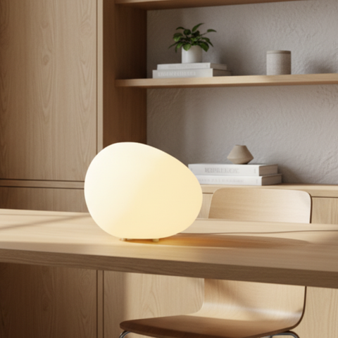 Table Lamp with Smooth Pebble Shape and Three Light Colors
