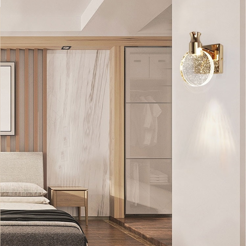 Round LED Wall Sconce with Bubble Glass for Ambient Room Lighting