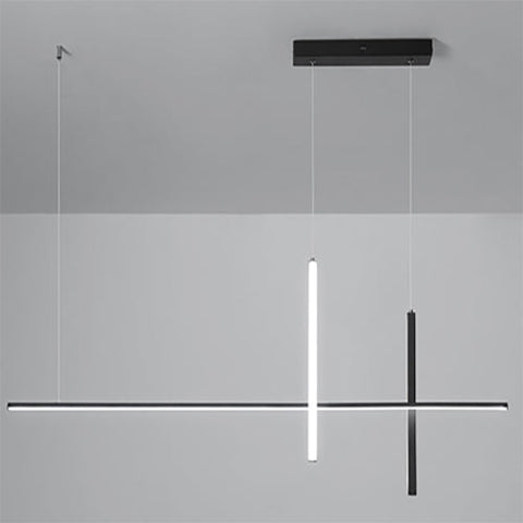 Linear LED Pendant Chandelier with Minimalist Crossed Design