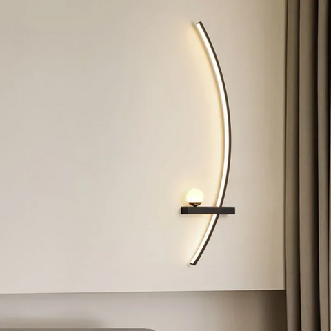 Curved LED Wall Sconce with Dual Lights and Modern Metal Frame