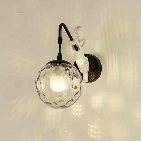 Mermaid Glass Globe Wall Sconce with Sculpted Resin Detail