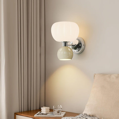 Wall Light with Glass Globe and Rounded Two-Tone Accent