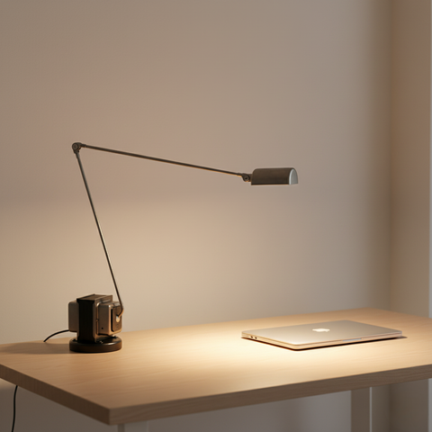 Desk Lamp with Articulated Metal Arm and Adjustable LED Light