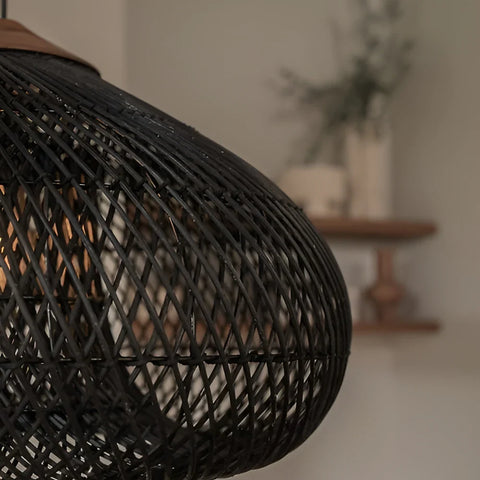 Pendant Light with Handwoven Rattan Shade