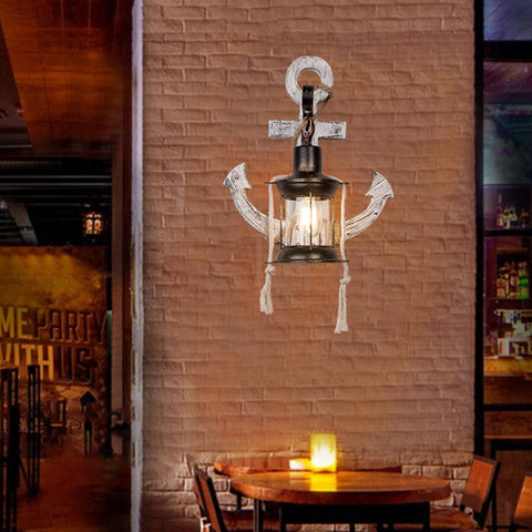 Nautical Anchor Wall Sconce for Rustic Bedroom and Hallway Lighting