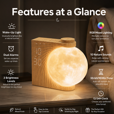 Sunrise Alarm Clock with Globe Light and Digital Display