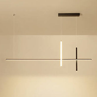 Linear LED Pendant Chandelier with Minimalist Crossed Design