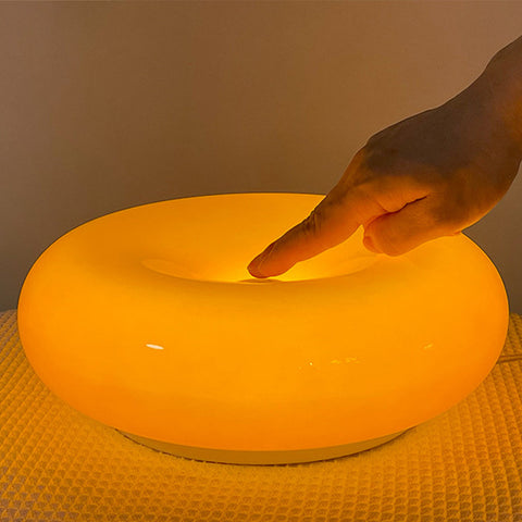Glass Donut Table Lamp with Integrated LED Light