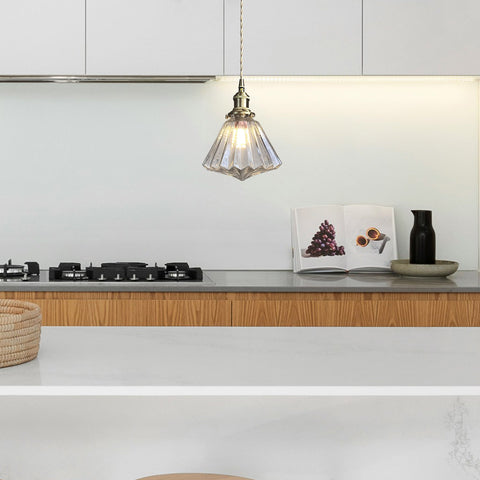 Diamond Glass Pendant Light with Metal Fitting