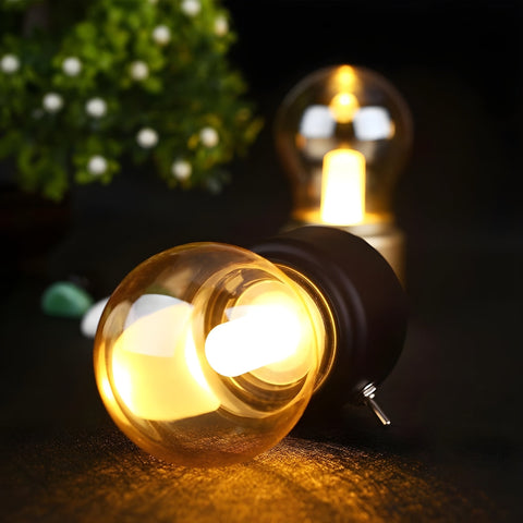 Portable Vintage Bulb LED Table Lamp with Rechargeable USB Power and Warm Light
