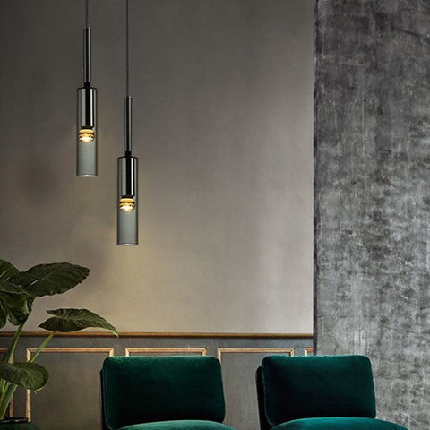 Smoked Glass Bottle Pendant Light for Kitchen Islands and Bedside Use