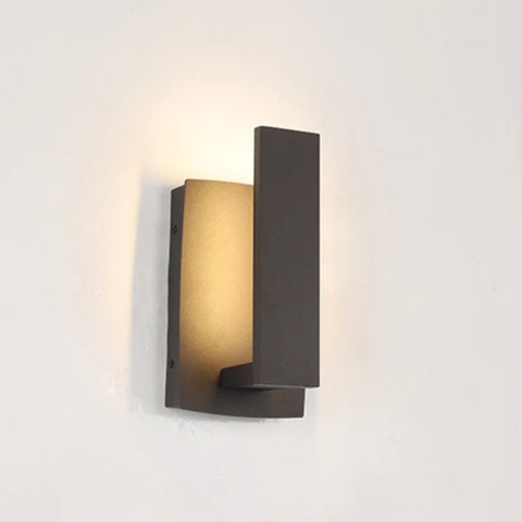 Outdoor Wall Sconce with Offset Metal Panel and LED Backlight