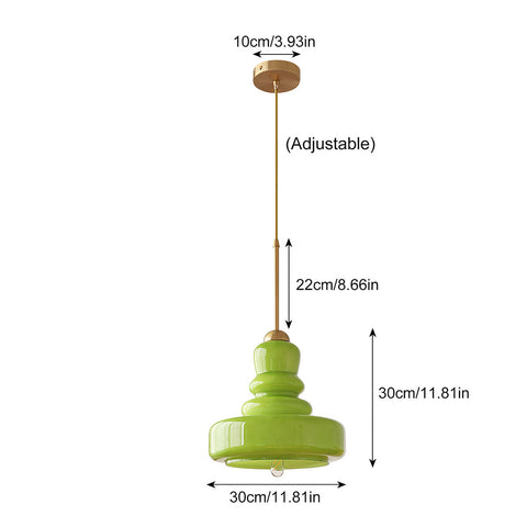 Glass Gourd Pendant Light with Tiered Shade