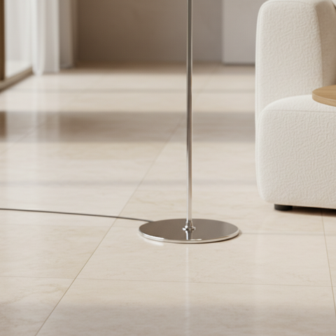 Floor Lamp with Adjustable Rounded Shade and Foot Switch Control