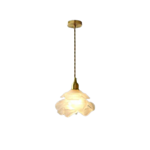 Floral Glass and Metal Pendant Light with LED Bulb Compatibility