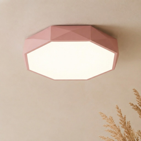 Faceted Geometric LED Flush-Mount Ceiling Light with Dimmable Option