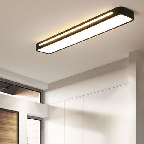 Long LED Flush Mount Ceiling Light with Rounded Frame for Interiors
