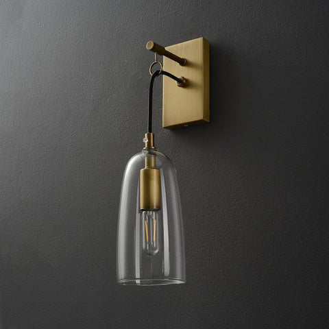 Wall Light with Copper Finish and Suspended Glass Shade