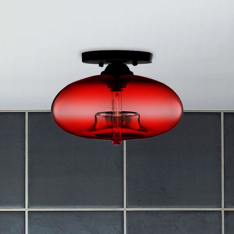 Smoked Glass Globe Flush Mount Light for Bedroom Ceiling Lighting