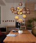Solid Wood Globe Pendant Light with Suspended Sphere — product view
