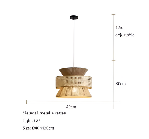 Pendant Light with Layered Handwoven Rattan Veil Shade