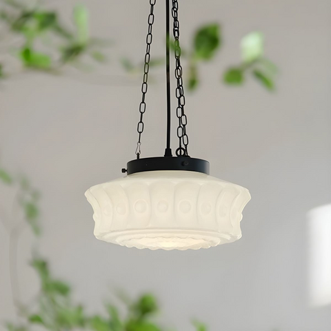 Glass Ceiling Light with Vintage Round Shade
