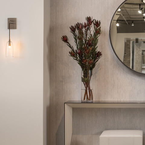 Wall Light with Copper Finish and Suspended Glass Shade