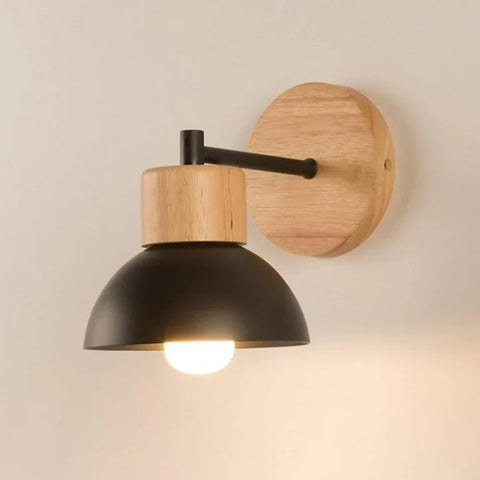 Wall Light with Wood and Iron Shade