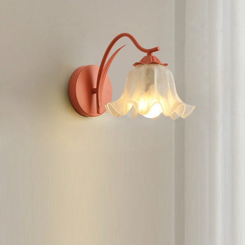 Wall Light with Flower Form and Fluted Acrylic Shade