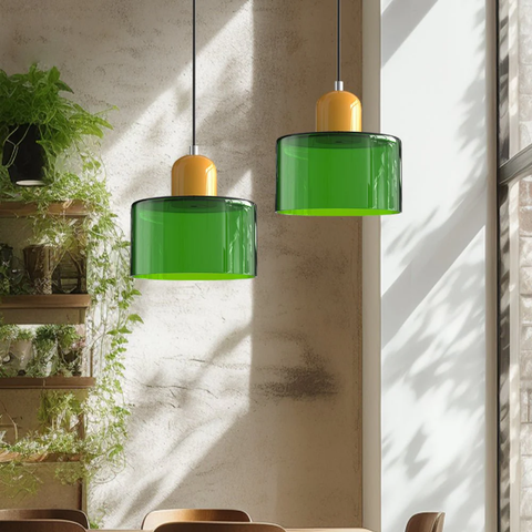 Retro Glass Pendant Light with Adjustable Cord for Ambient Lighting