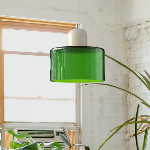 Retro Glass Pendant Light with Adjustable Cord for Ambient Lighting