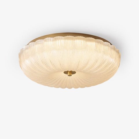 Ribbed Glass Flush Mount Ceiling Light for Bedrooms and Living Rooms
