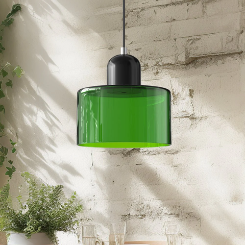 Retro Glass Pendant Light with Adjustable Cord for Ambient Lighting