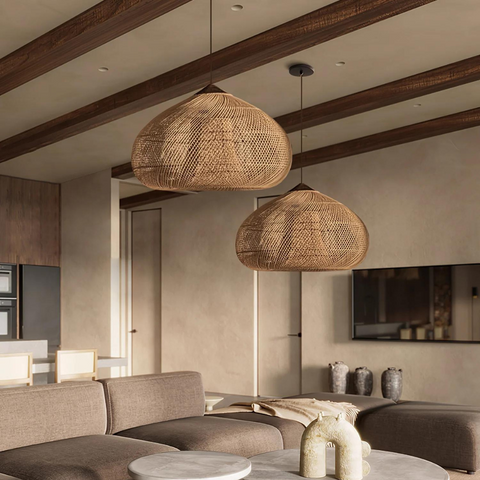 Pendant Light with Handwoven Rattan Shade